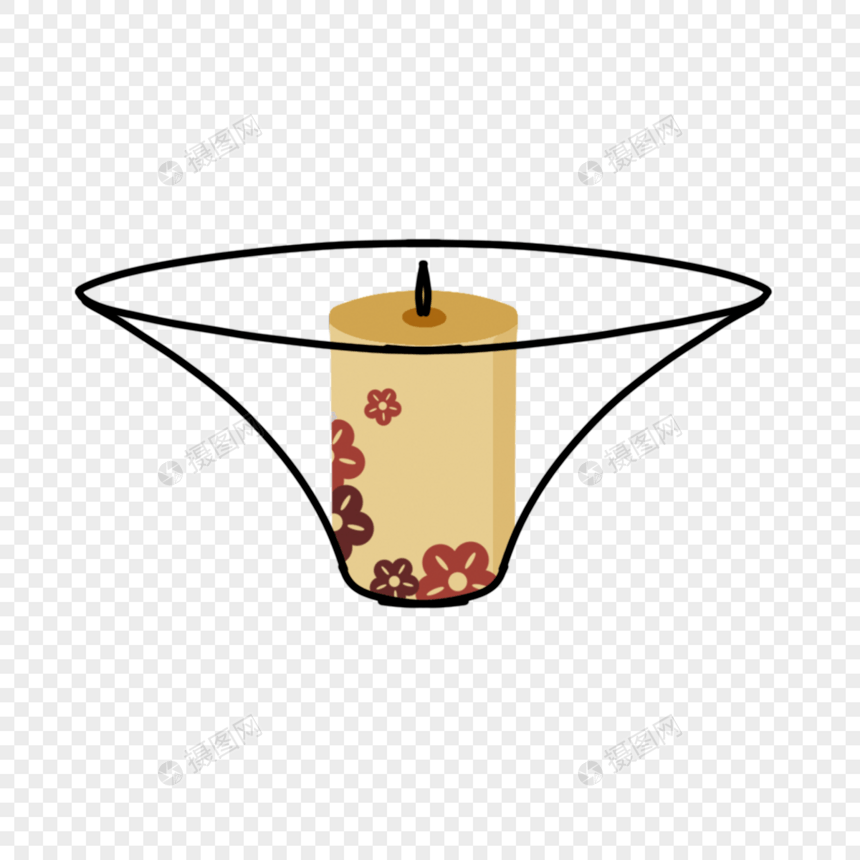 敞口玻璃碗里的黄色蜡烛图片