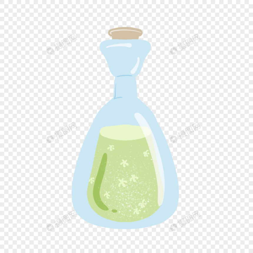 绿色星点液体卡通瓶子插画图片