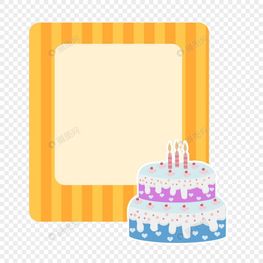 黄色相框和美味的蛋糕图片