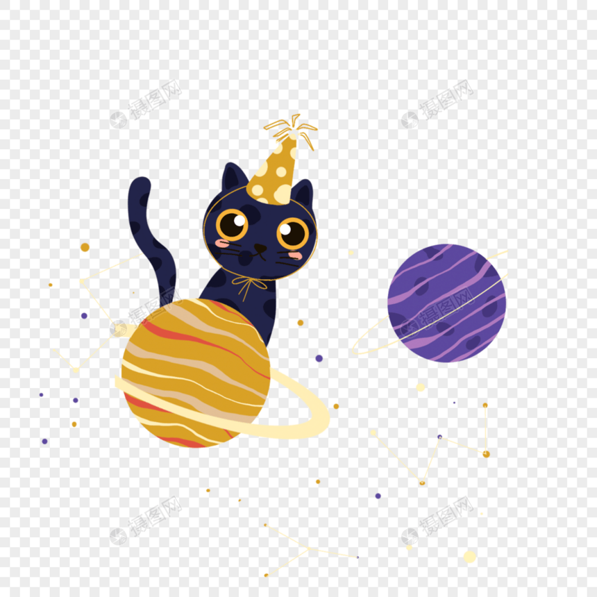 小猫咪星球黄色图片