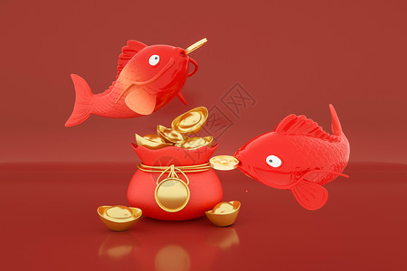 黄金扇尾鱼3d锦鲤福袋设计图片