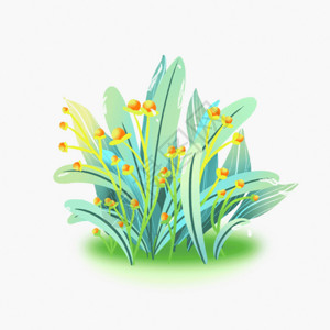 森系装饰植物雨水之被打湿的花草GIF高清图片