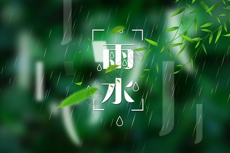 落雨绿色雨水海报设计图片