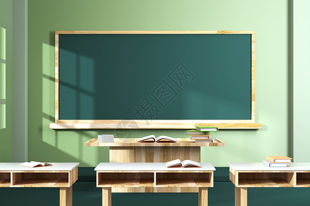 3D教师开学季教师书桌讲台背景设计图片