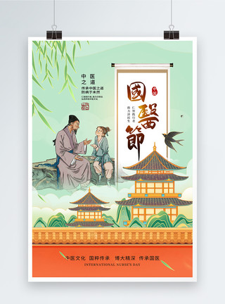 中医之道国潮风时尚大气中国国医节海报模板