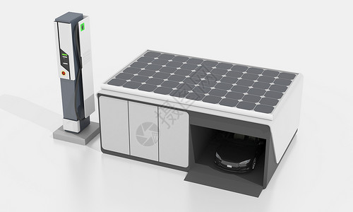 环境卡通3D新能源汽车充电站设计图片