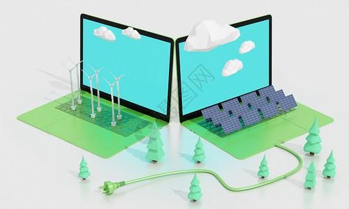 环境卡通3D新能源发电设计图片