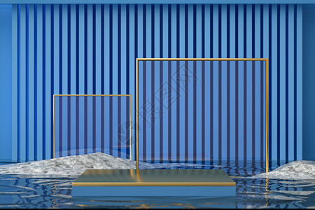 蓝金水面展台背景高清图片