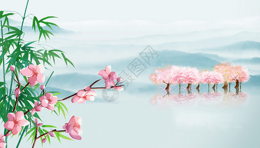 宏观樱花春景樱花中国风春天背景设计图片