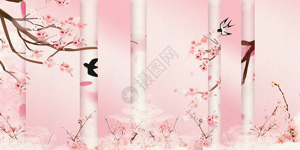 中式春天花朵背景背景图片