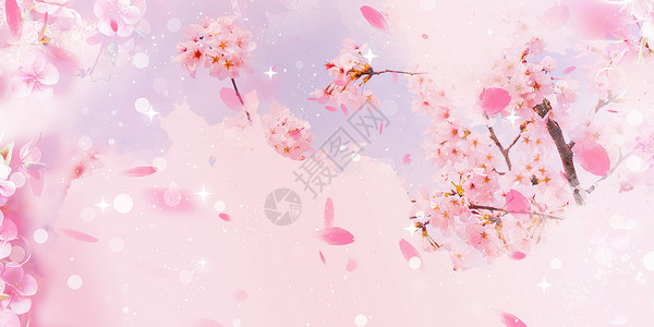 粉红光效粉色桃花背景设计图片
