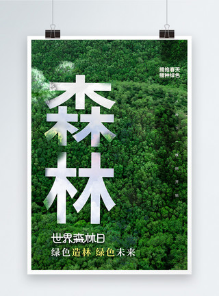 创意森林世界森林日绿色创意海报设计模板