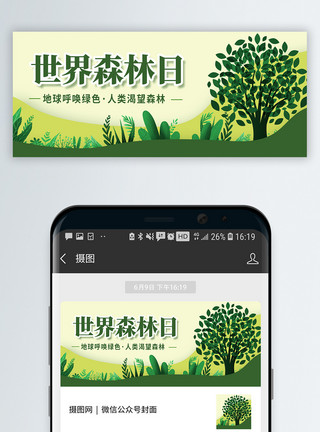 保护动物世界森林日公益宣传微信公众号封面模板