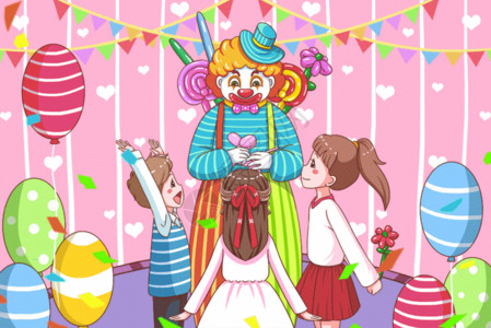 花朵愚人节愚人节给小孩子们编气球的小丑GIF高清图片