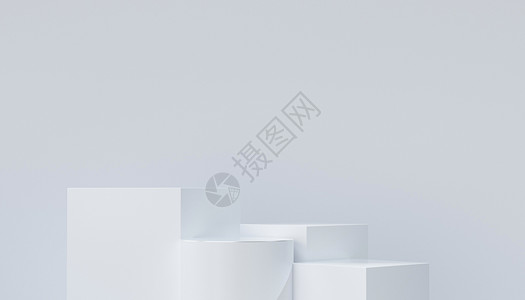 白色立方体白色极简电商展台设计图片