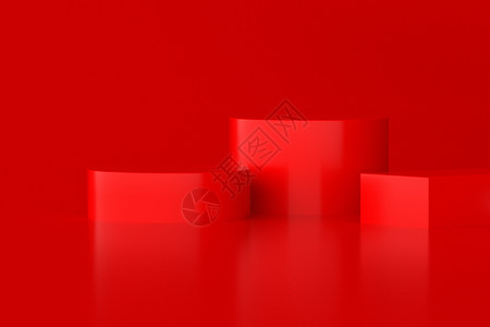 极简红色几何展台背景图片