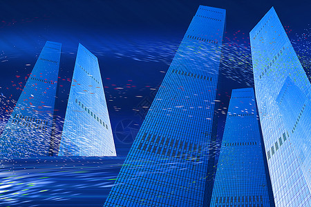 蓝色粒子科技城市背景背景图片