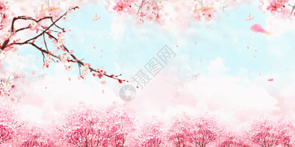 十里长街春风十里桃花花朵背景GIF高清图片