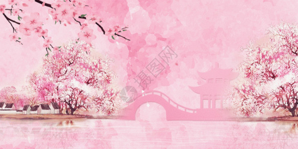 粉红背景粉色花海春天背景GIF高清图片