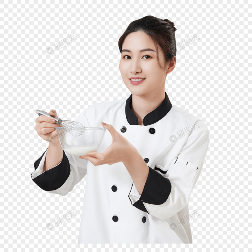 女性烘焙师搅拌食材形象图片