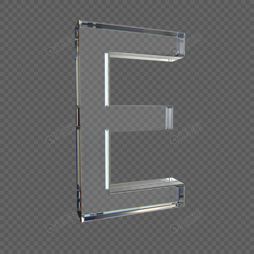 透明玻璃字母E图片