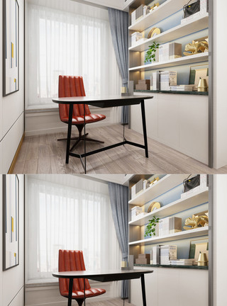 书房空间现代家居书房模型设计模板