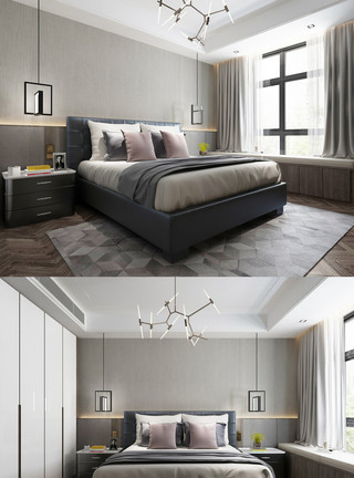 北欧元素北欧卧室空间设计模板