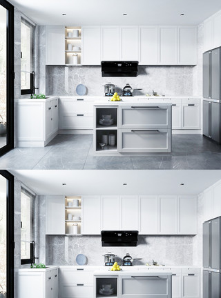 厨房设计效果图北欧家居厨房效果图设计模板