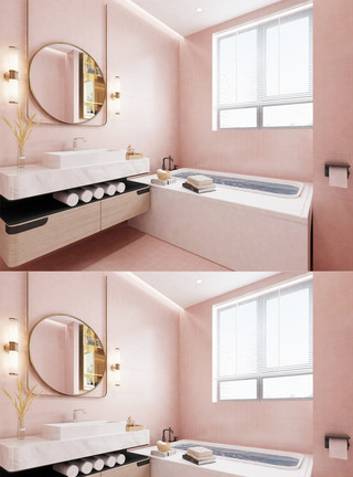 卫浴场景北欧卫浴空间设计模板