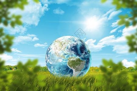 文明少年绿色地球背景设计图片