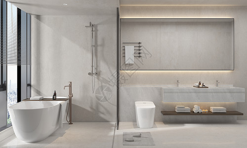 别致洗手台3D轻奢卫浴场景设计图片