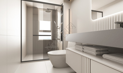 清洁毛巾现代3D卫浴场景设计图片