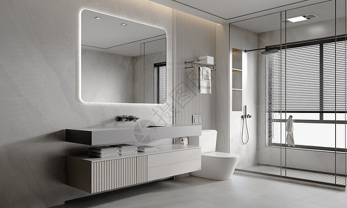 独立卫生间现代大气3D卫浴场景设计图片