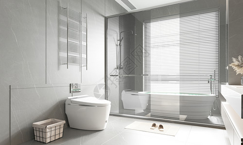 双卫生间现代3D卫浴场景设计图片