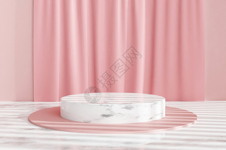 3D粉色光影几何展台图片