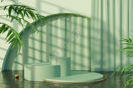 清新水面植物光影展台背景图片