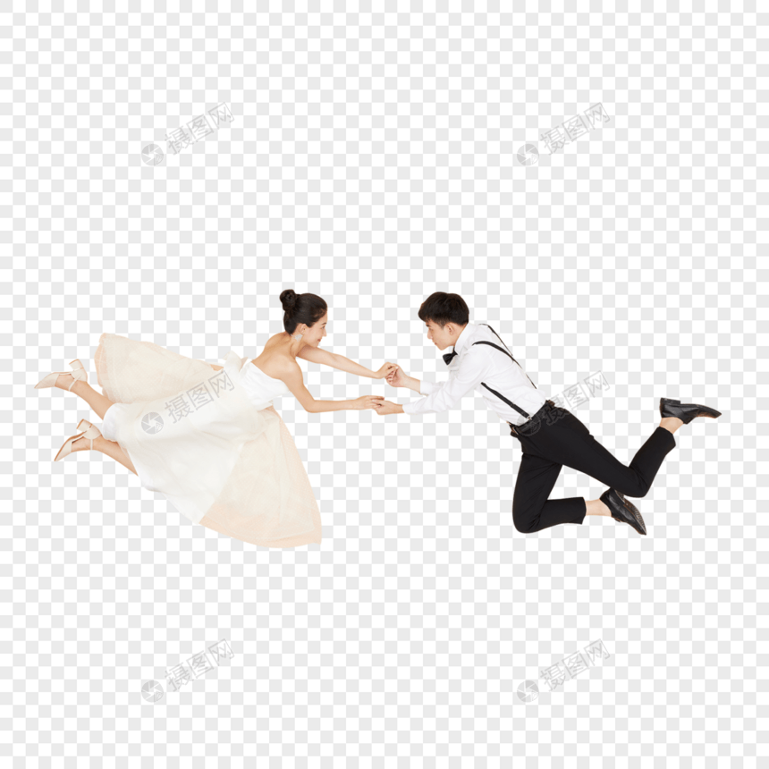 创意俯拍情侣婚纱照图片