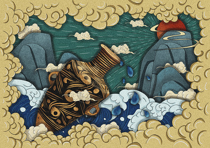 甘肃博物馆新石器时代漩涡纹尖底瓶国家历史文物背景图片
