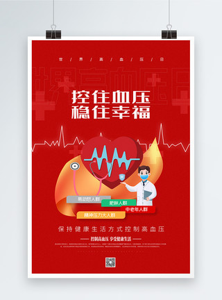 血管支架全国高血压日宣传海报模板