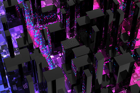 立体霓虹科技城市图片