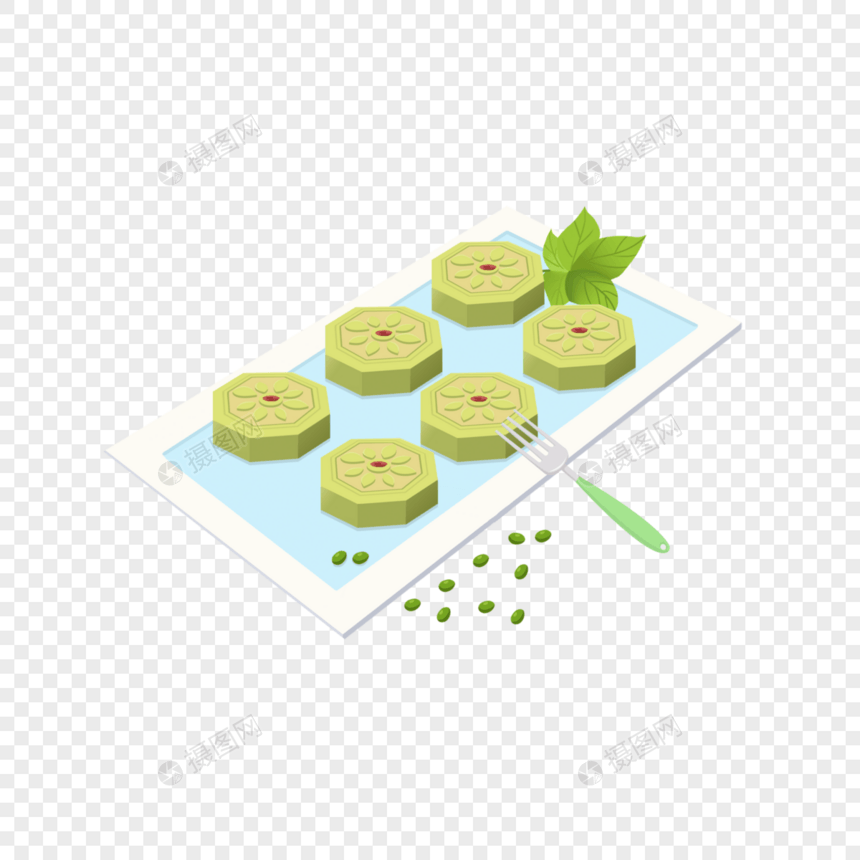端午节绿豆糕卡通元素图片