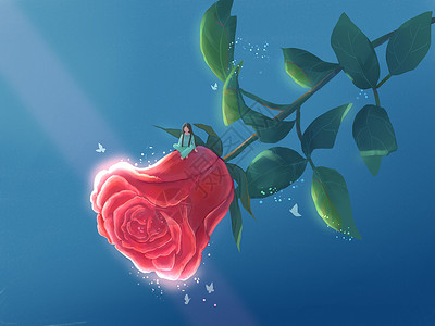 红玫瑰花背景情人节红玫瑰花插画插画