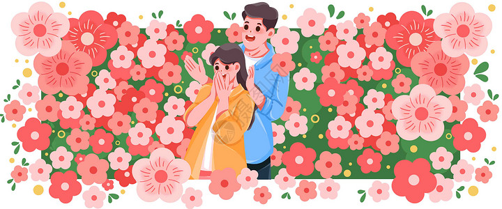 情人节满屏花卉插画banner图片
