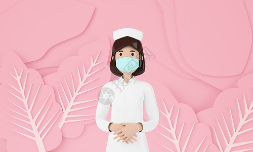 卡通人员3D白衣护士设计图片
