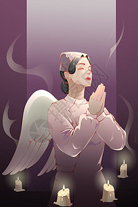 大地震512护士节祈祷插画