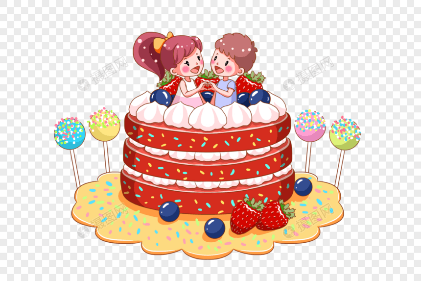 蛋糕上的小情侣图片