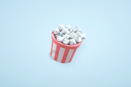 吃棉花糖情侣创意C4D520情人节看电影爱情3D立体模型插画