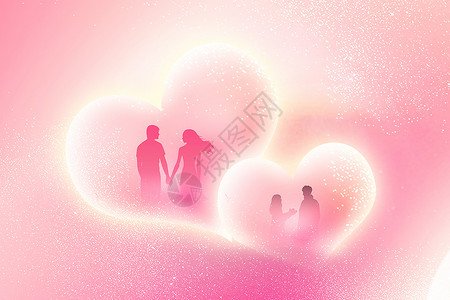 粉色的剪影520浪漫爱情背景设计图片