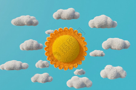 3d球天素材blender毛绒太阳场景设计图片
