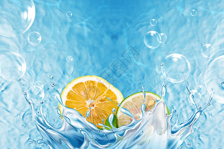 水波元素水中的柠檬设计图片